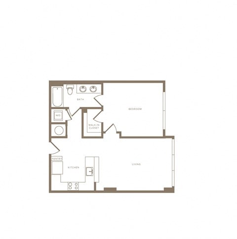 Floor plan for 1 bed, 1 bath, 790 sqft